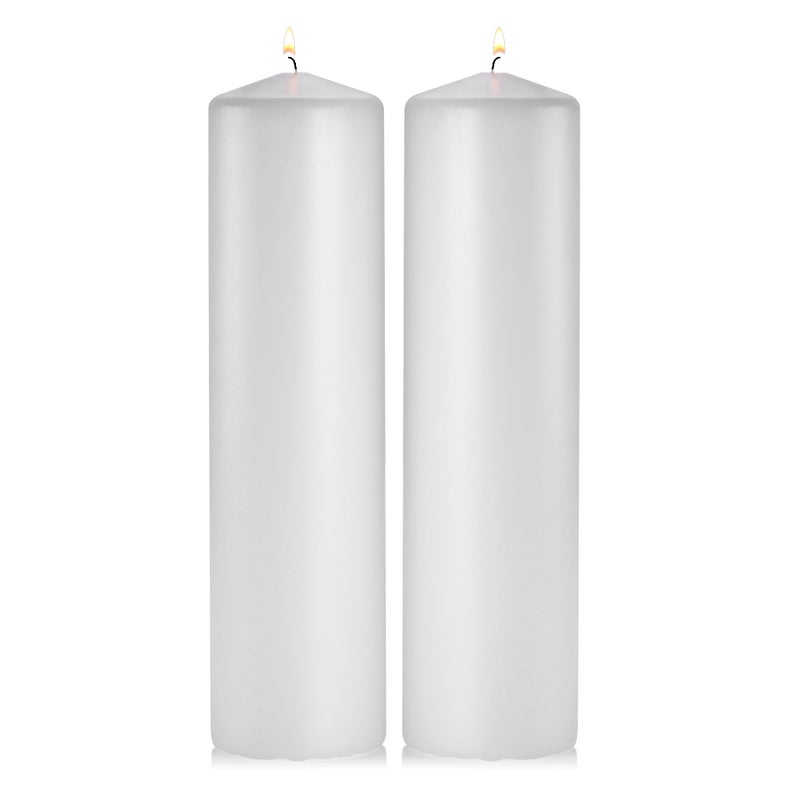 Light In The Dark White Pillar Candles - Set of 2 Unscented Pillar â€“ 3x12 inches for Wedding Centerpiece Candle, Home Decor and Holiday Celebrations - Image 1